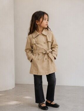 GAP Kids NWT Beige Trench Coat Belted Girls 6-7Y Double Breasted Jacket